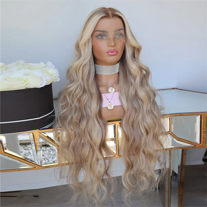 

Caramel Blonde Full Lace Wig Ash Brown Highlights Colored Lace Frontal Wigs Loose Body Wave Real Human Hair Cheap Price Buy Wig