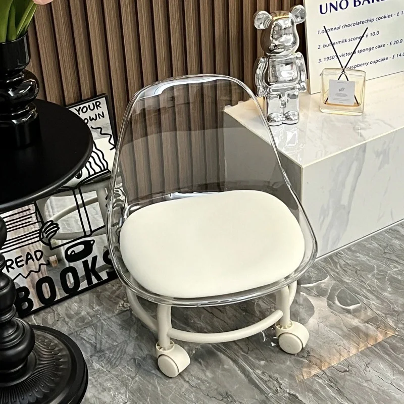 

Acrylic Furniture Small Stool Silent Home Universal Wheel Small Chair Pulley Low Stool Makeup Floor Stool Living Room Chair