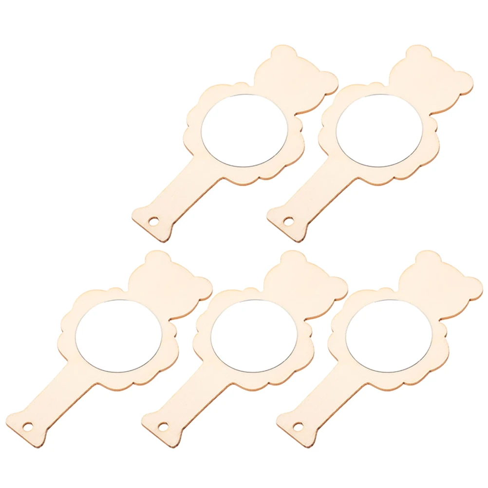 5 Pcs 거울 DIY 액세서리 도색되지 않은 H 홀드 어린이 나무 공예 빈 장식 거울 가족 유치원 장난감