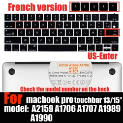 Premium Silicon Keyboard Cover for MacBook Pro Touch Bar - Soft & Durable Protection (US - Enter French)