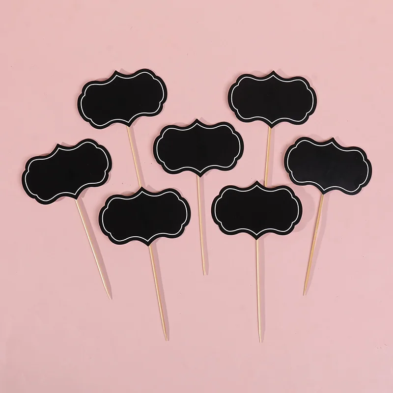 24pcs Mini Blank Blackboard Board Message Board Food Fruit Toothpick Label For Dining Party Restaurant Decoration Supplies