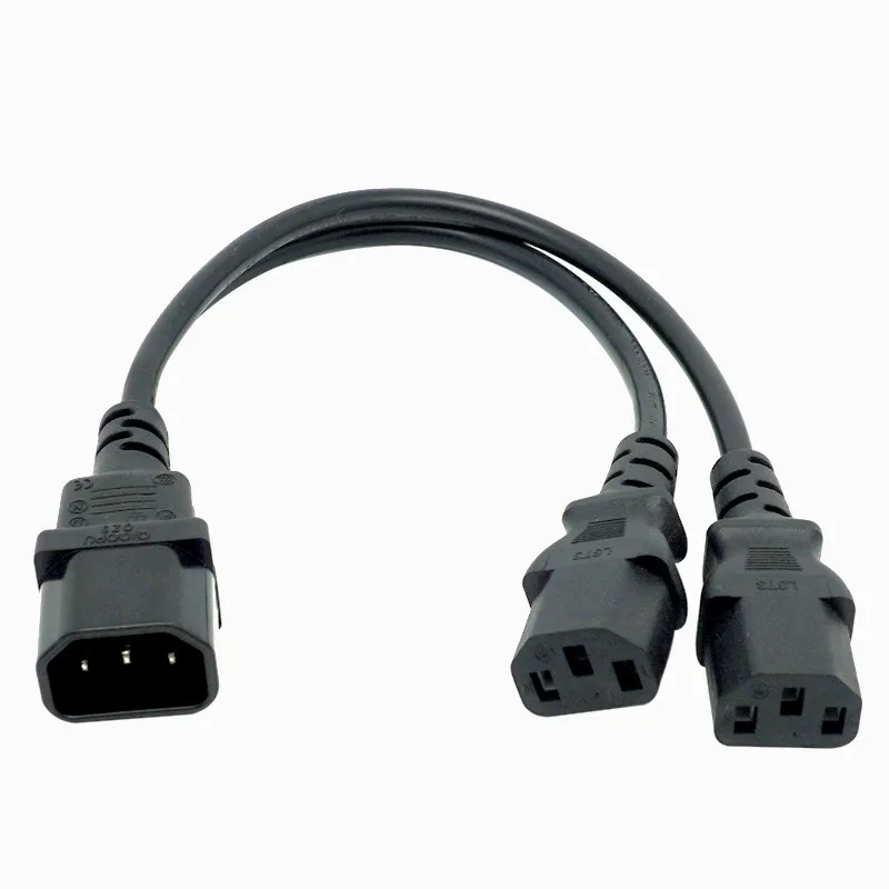 Alimentação y tipo Divisor Adaptador Cabo Único Iec 320 C14 Macho para Duplo C13 Fêmea Curto Cabo para Computador Host Exibição 30cm de