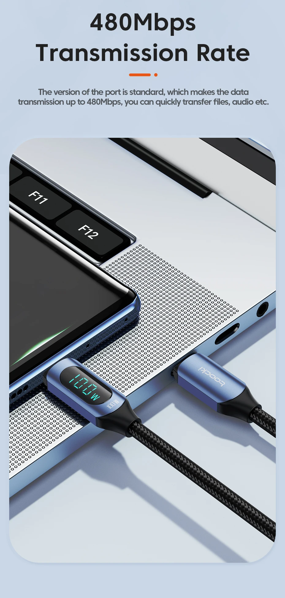 Toocki typ c zu typ c kabel 100w pd schnell ladegerät usb c zu usb c display kabel für xiaomi poco f3 realme macbook ipad – Detail 5
