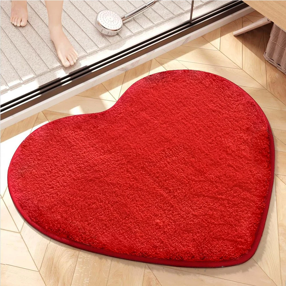 

Коврик для ванной в форме сердца, коврик в форме сердца для ванной, однотонный коврик для ванной, нескользящий быстро Впитывающий Коврик из полиэстера