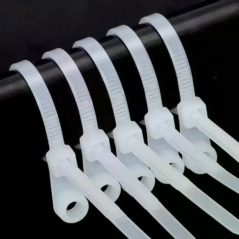 100PCS 나사 구멍 케이블 타이 재사용 가능한 고정 나일론 케이블 타이 셀프 잠금 코드 타이 스트랩 고정 루프 사무실 정리 도구