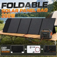 Panneau solaire portable pliable de 200W, chargeur solaire à haute efficacité, alimentation de secours d'urgence pour station d'alimentation, batterie externe, camping en camping-car, utilisation en extérieur. 2
