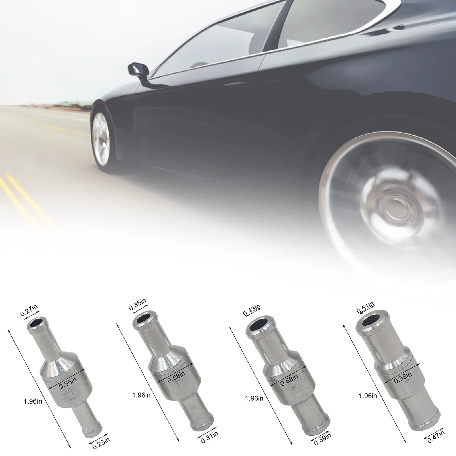 6-12mm Non-return Valve Chrome One-way Check Valve Auminium Fuel Water Gas Air Vacuum 6mm/8mm/10mm/12mm check valve
