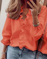 Chemise à volants à manches longues pour femmes, chemise européenne et américaine, printemps et été, nouveau 4