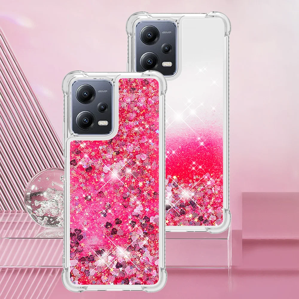 Funda compatible con Redmi Note 12 Pro 5G con purpurina líquida, bonita y  elegante, delgada, de silicona de poliuretano termoplástico, arena  movediza