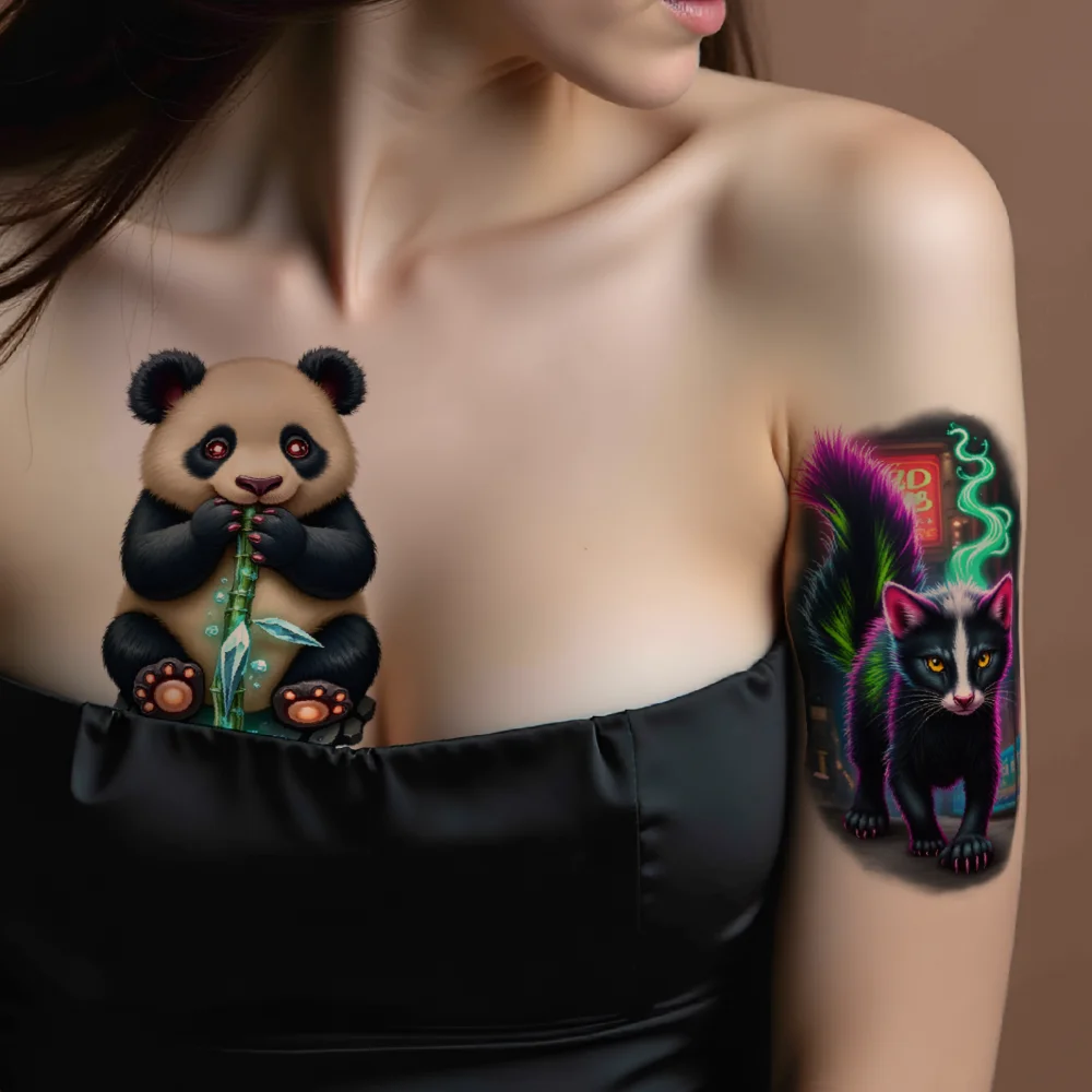 3 stücke Temporäre Tattoo Skorpion Realistische Temporäre Tattoos Wombat Panda Bunte Realismus Pferd Für Erwachsene Arme Oberschenkel – Detail 5