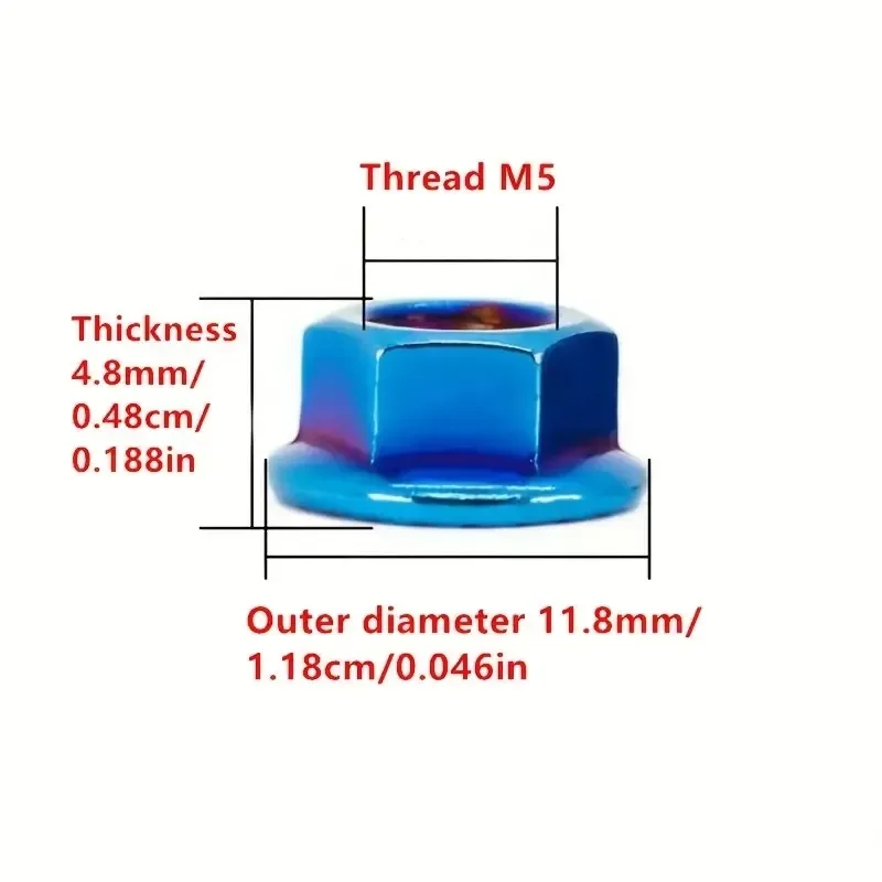 Stainless Steel Hex Nuts 12pcs M5/M6/M8/M10 Flange Locking Nuts Purple and Orange Flame Design for Motorcycle