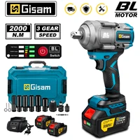 Gisam 2000N.M Torque Brushless Electric Impact Wrench 1/2 inch Screwdriver Cordless Wrench Power Tools For Makita 18V Battery 1