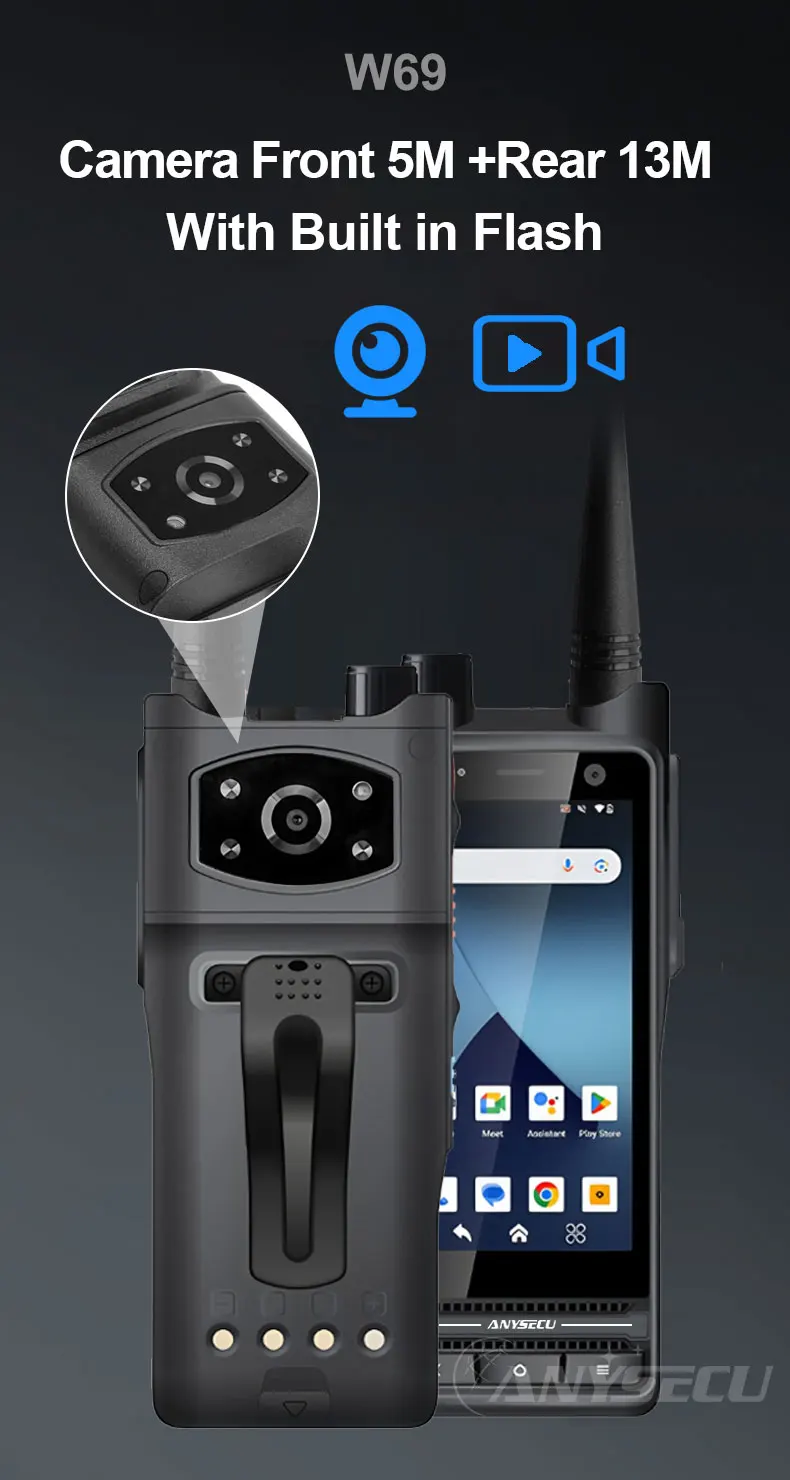 W69 Andriod 14 4G Network Radio With NFC WIFI GPS Work with ZELLO Real-ptt IP68