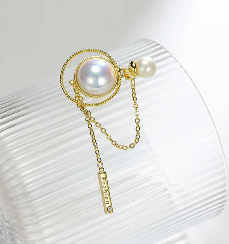 2023 new trend Galaxy imitation pearl copper inlaid zircon Lapel pins Brooch fashion jewelry for women