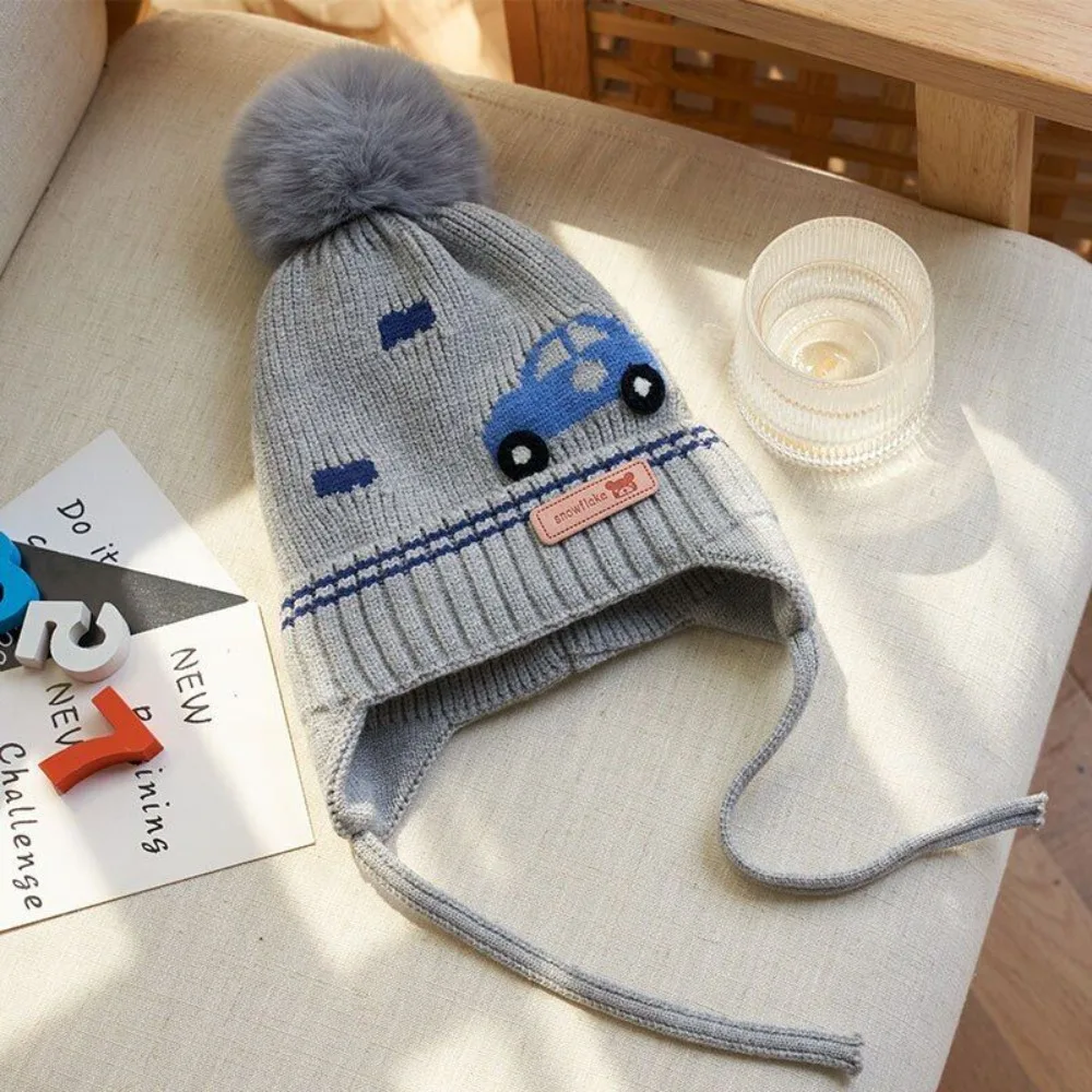 Cartoon Dinosaur Boys Girls Ear Protection Hat Winter Children Knitted Hats Warm Baby Thicken Beanies Cap Kids Accessories 4