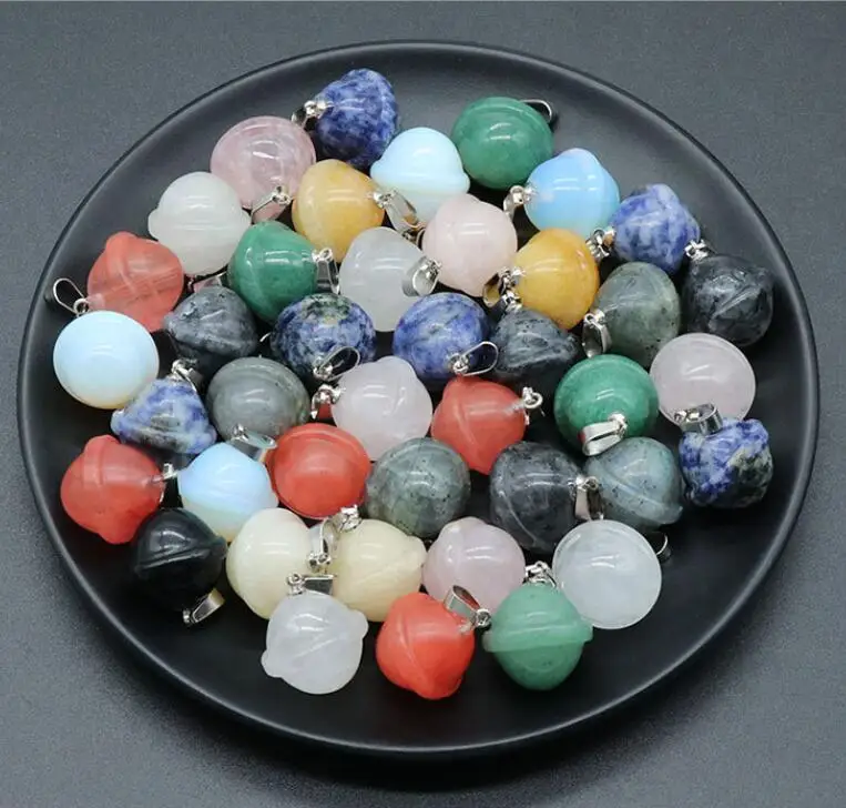 Natural Crystal Mini Planet Galactic Planet Charms Rose Quartz  Aventurine Labradorite Stone Pendant For DIY Necklace