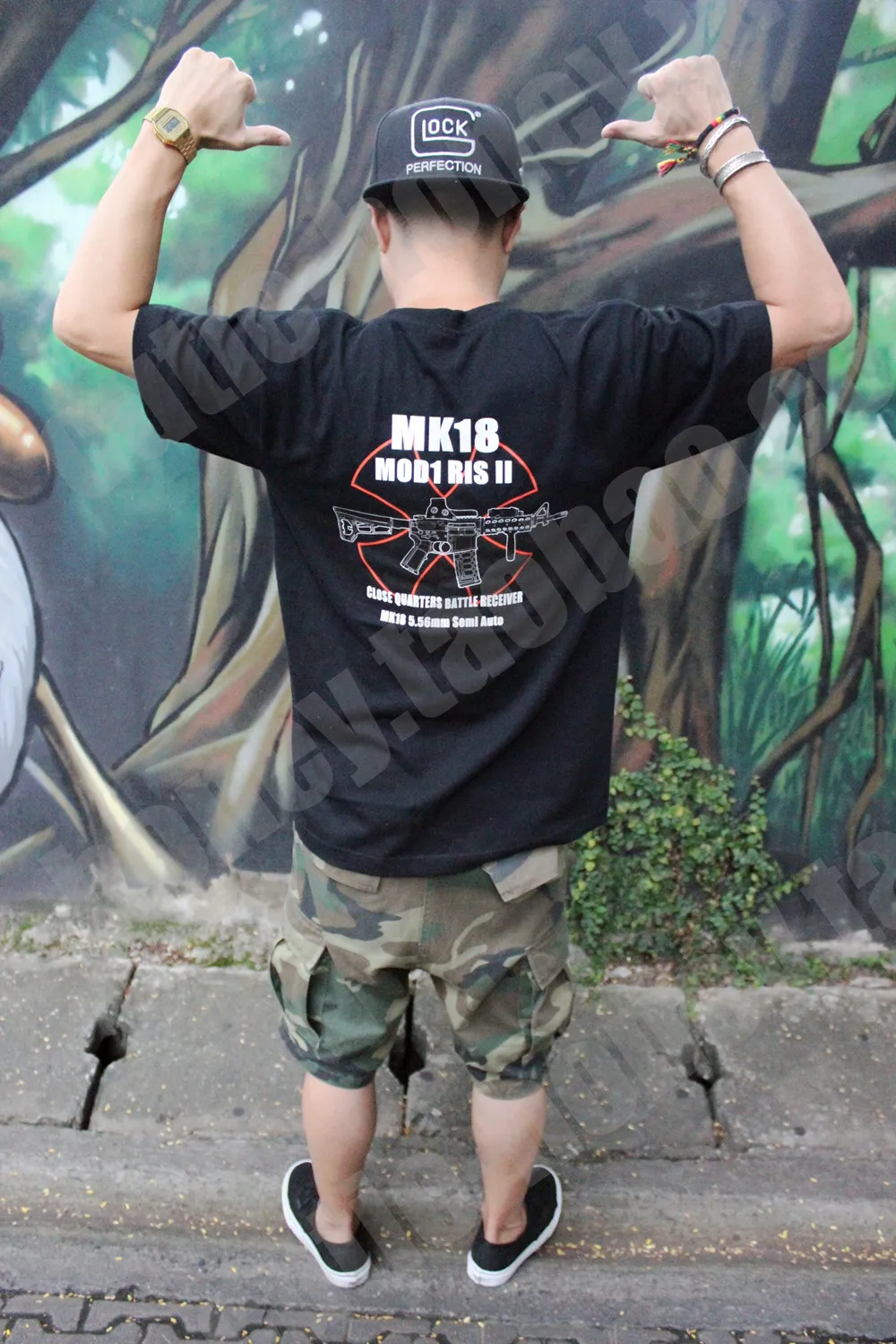 New MK18 CQB Gun Shooting Military Tactical Outdoor Training Competition Short Sleeve T-Shirt Streetwear Sport Tee