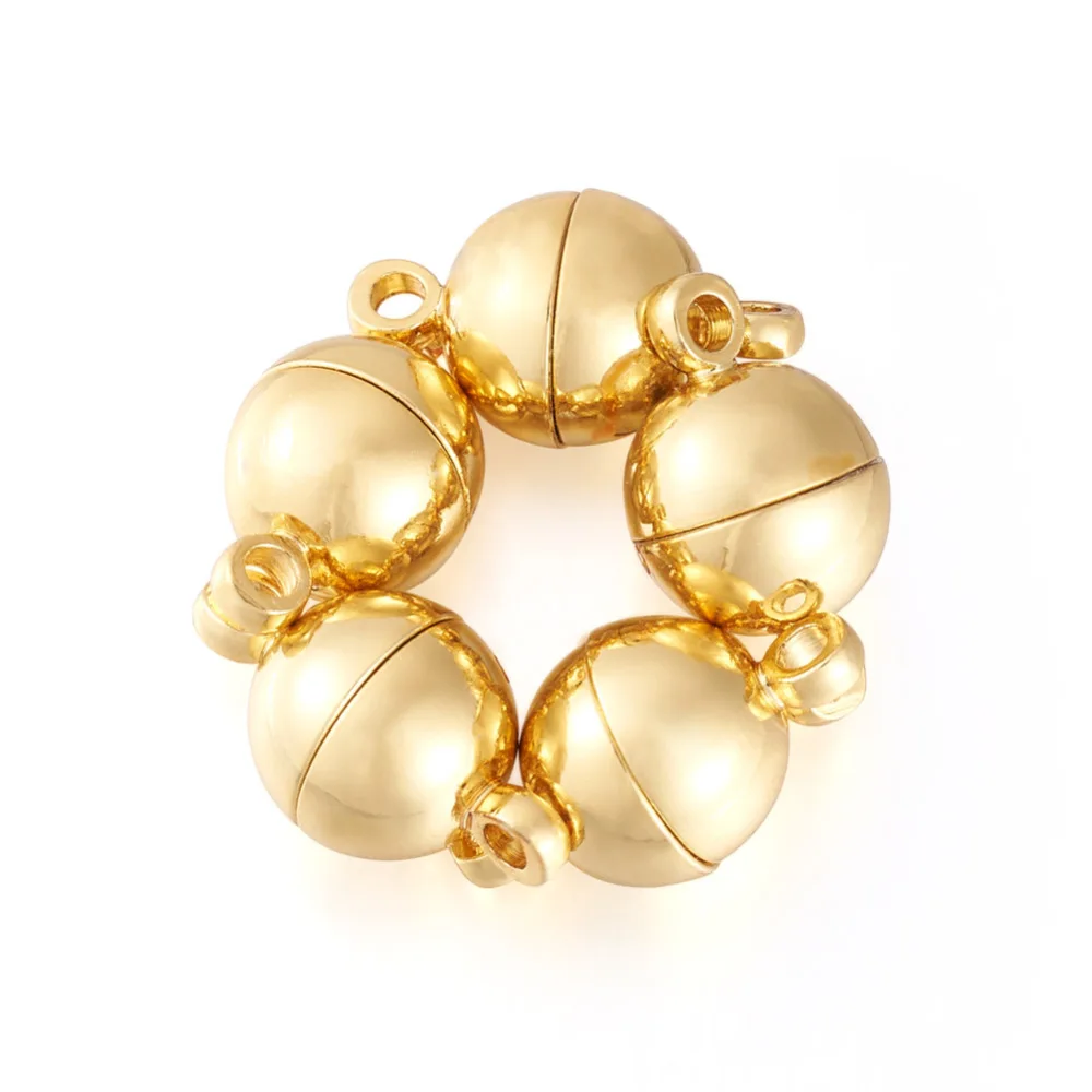 20 Sets Brass Round Magnetic Clasps for Bracelet Necklace Making Fasteners Clasp Buckle Hook Jewelry Connector Findings 14.5x8mm