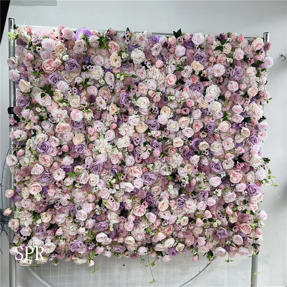 

SPR Wholesale Rose Wall Luxury Wedding Stage Ceiling Decorative 3D Rolled Up Blush Pink Artificial Flower Panels
