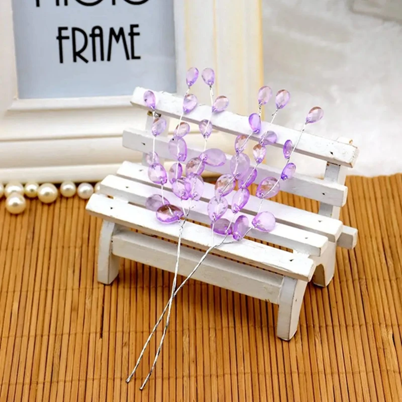 5/10 Stück 15 cm Acrylperlen-Tropfen-Stiele, Blumenstrauß, Kristallknospen-Zweige, Blume für Hochzeit, Heimdekoration, Blumendekoration, Handwerk – Detail 9