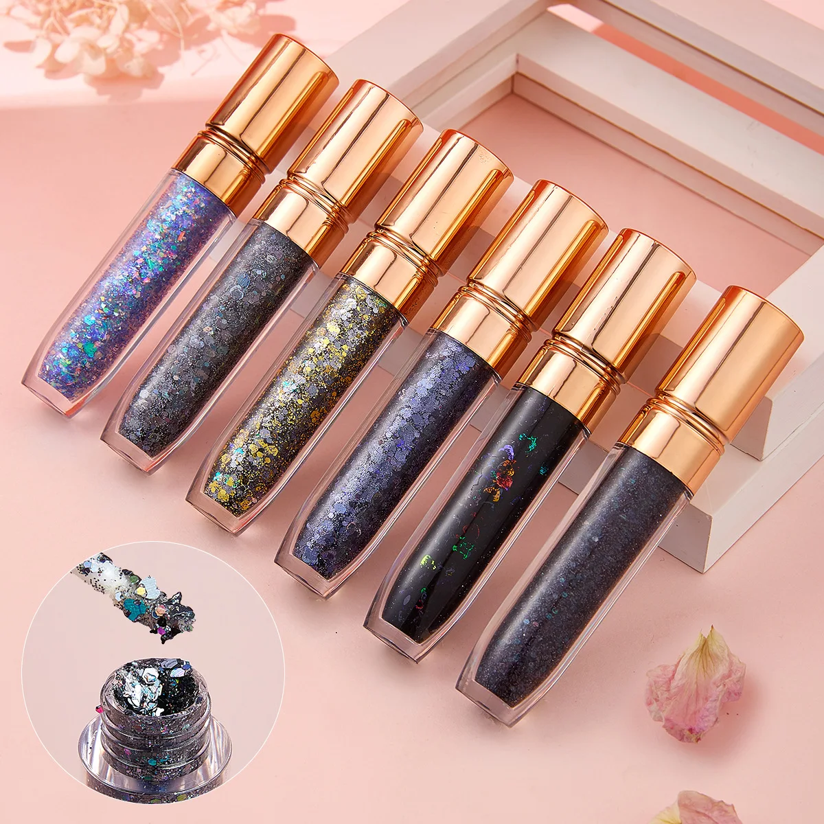 High Quality Super Bright Solvent Resistance Cosmetic Grade Crafts Nail Body Multicolor Holographic Fine Bulk Chunky Glitter Gel 6