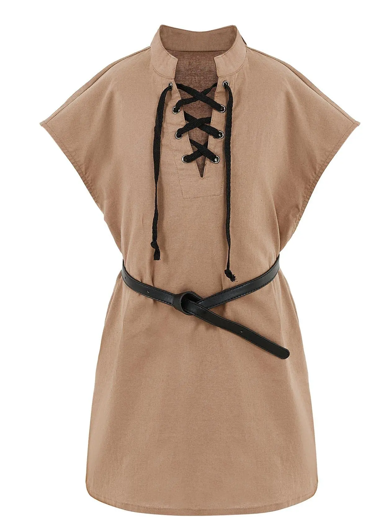 thumbnail image 1 of Túnica pirata para novios del Renacimiento medieval para niños, disfraz de LARP con cordones, camisa de guerrero vikingo de la Edad Media, 1 of 5