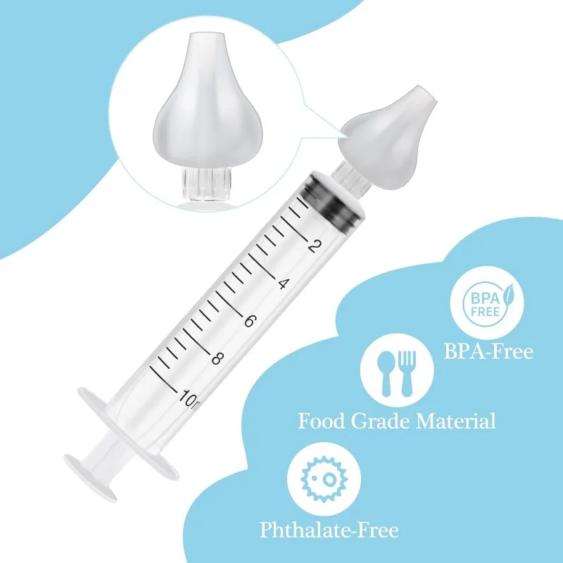 10ml Baby Nose Cleaner with Silicone Nasal Suction Tips Syringe Nasal Irrigator Portable Needle Tube Washer for Infants nasal aspirator nasal irrigator