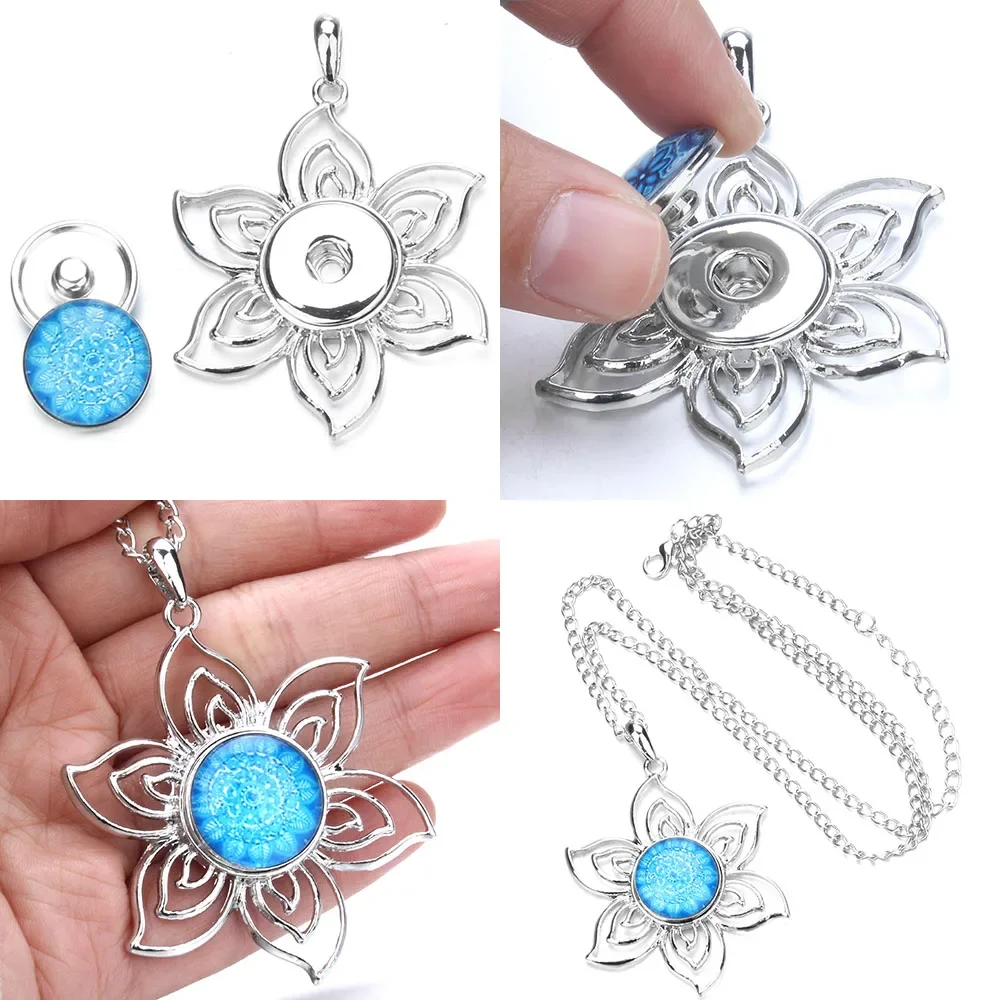 Three Color Snap Necklace Jewelry Simple Snap Pendant Necklace Fit 18mm Snaps Button Jewelry for Women Accessories ZG511