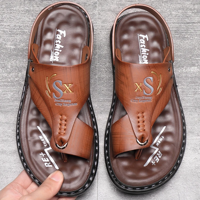 Men's Genuine Leather Sandals - Stylish Comfort for Summer Adventures