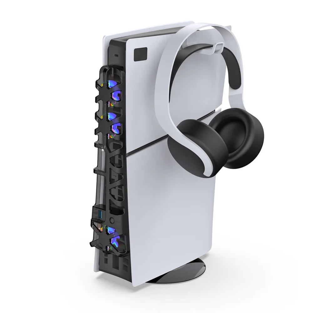 For PS5 3 in 1 Cooling Fan Playstation 5 Host Holder Hesdest Hook Game Accessories Set Cooler With LED Light Cooling Station