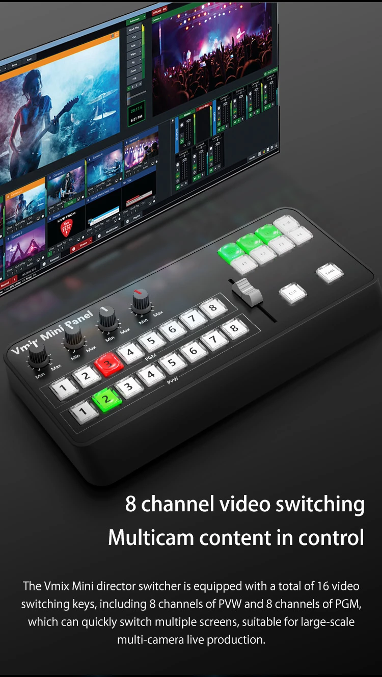 TYST Video Vmix Mini Switcher Control Panel MIDI2.0 Video Recording