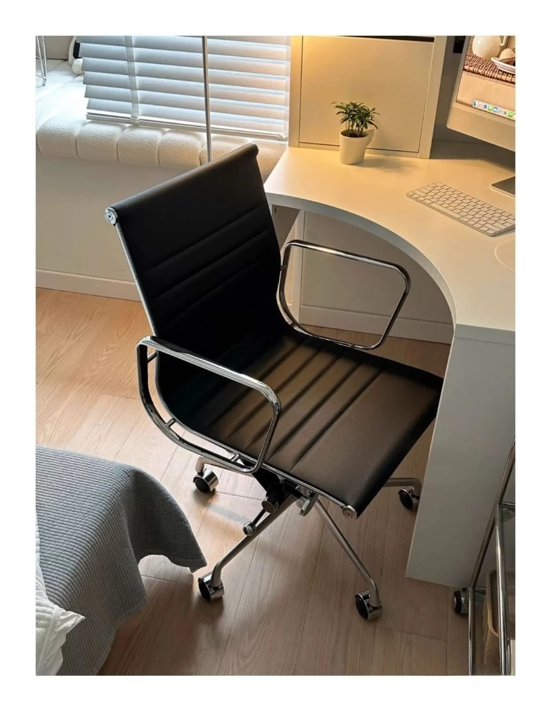 High Quality PU Leather Office Chair Natural Sponge Cushion Metal Armrest Aluminum Alloy Base Ergonomic Executive Meeting Chair