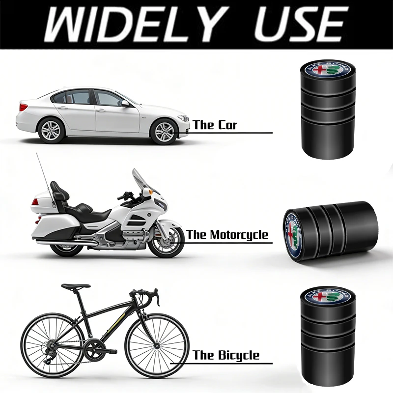 Sleek Car Tire Valve Caps and Keychain Set