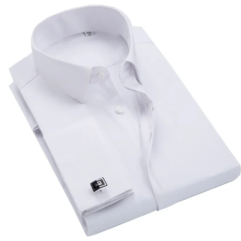 French Cufflinks Formal Classic Design Bamboo-fiber Men's Dress Shirts Long Sleeve Easy-care Shirt dress shirts
