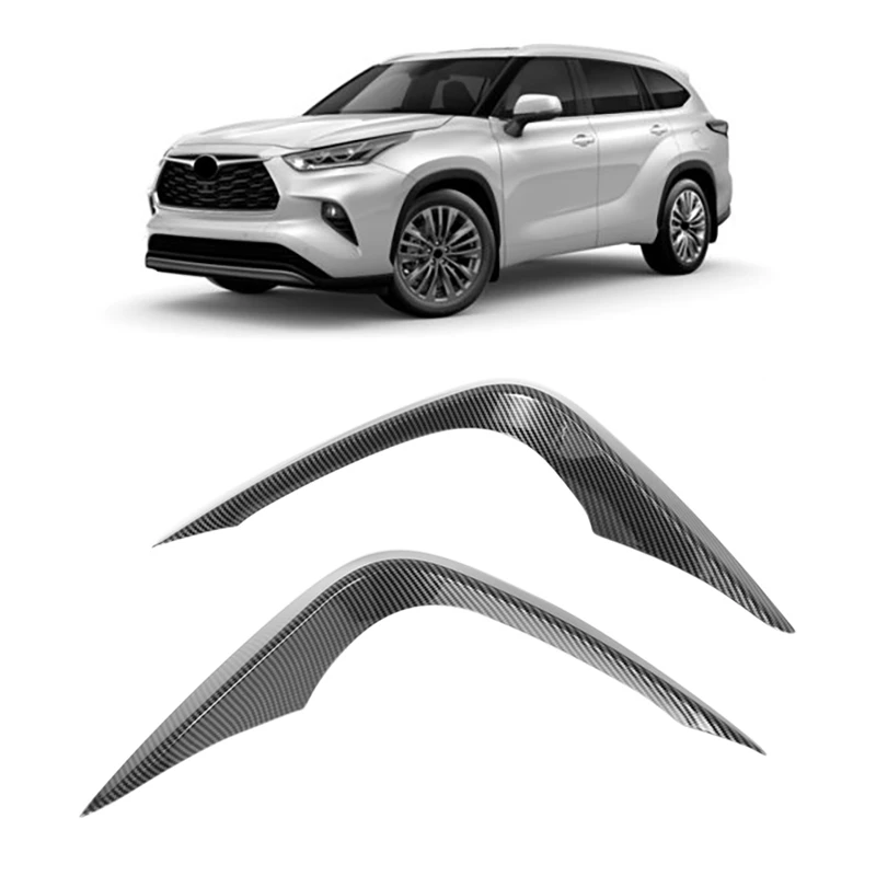 

For Toyota Highlander 2020 2021 Front Fog Light Lamp Cover Trim Bumper Molding Garnish Eyebrow Eyelid