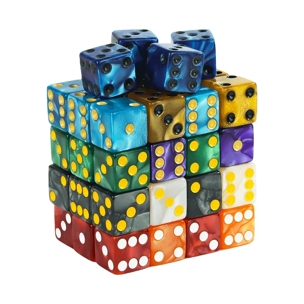6-Sided Game Dice 16mm Marble Acrylic D6 Dice Set for DND RPG Table Board Game Teaching Math Aventurine Impression