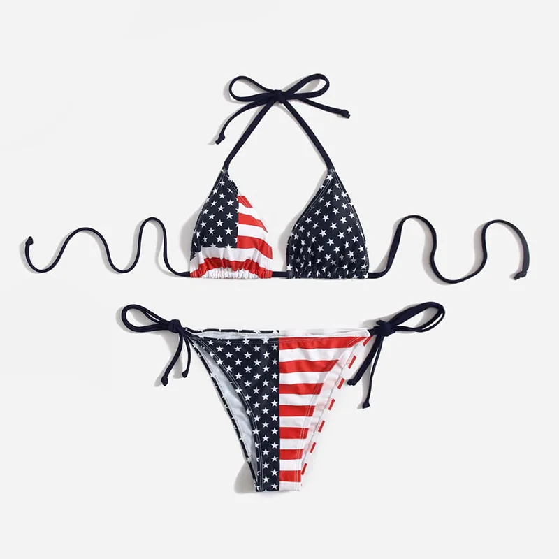 banho beach wear bandeira americana biquíni 3d