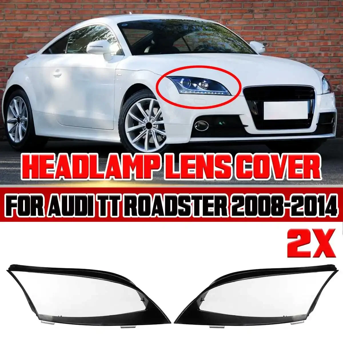 2Pcs Car Headlamp Lens Headlight Cover Left Right 8J0941029AP 8J0941030AP AU2502213 AU2503213 for Audi TT Roadster 2008-2014 1