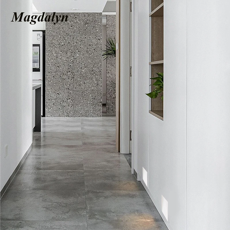 Magdalyn 계단 조명 센서, 미니멀리스트 리세스드 야외 방수 야간 스콘스, 모던 데코, LED 쉐이드리스 코너 벽 램프
