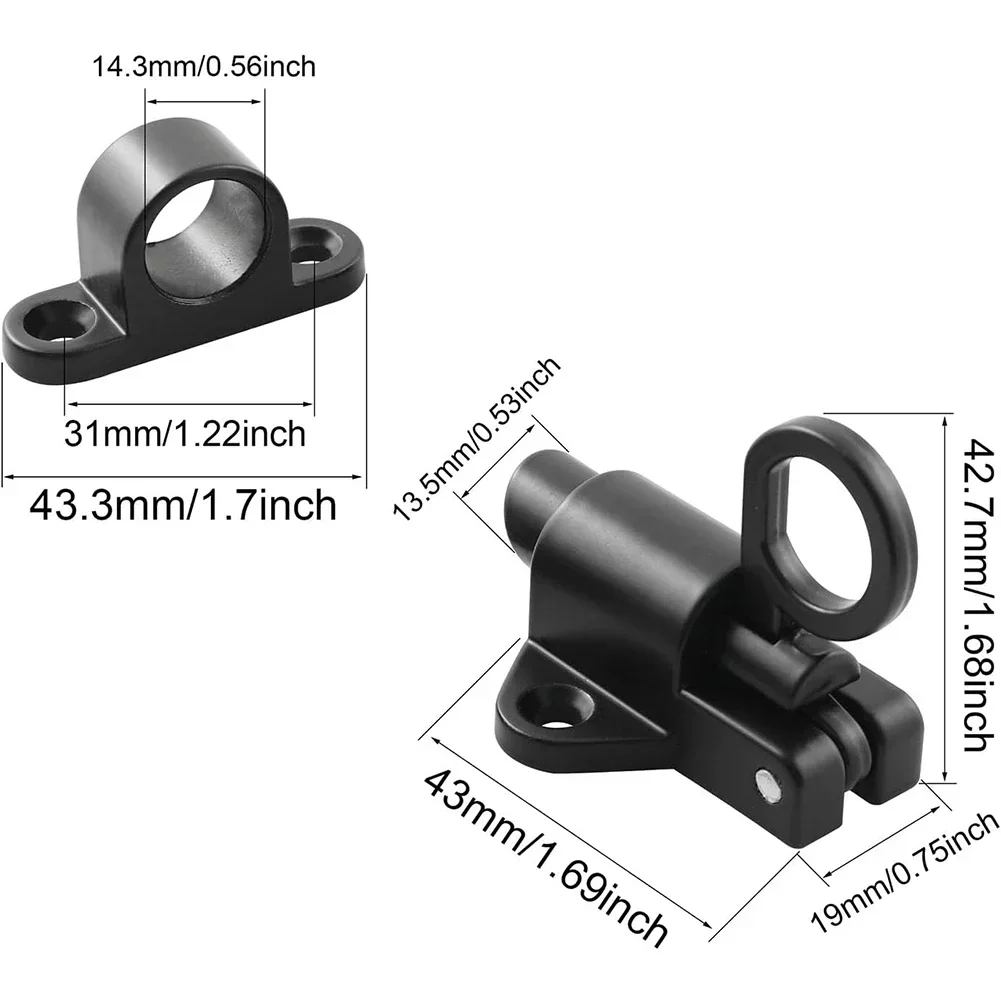 Spring Loaded Window Door Bolt Gate Security Pull Ring Spring Bounce Automatic Latch Gate Lock Hook Self-Closing door latch