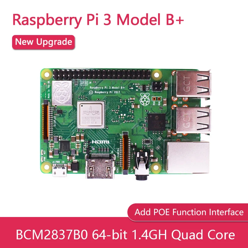 Raspberry pi Modelo b Mais Board 3b Plus Bcm2837b0 64 Bits 14 Ghz 1gb Lpddr2 Sdarm Suporte Wifi e Bluetooth Novo e Original