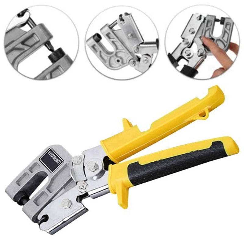 Crimping Tool Metal Stud Crimper Aluminum Alloy Ceiling Punching Pliers Plaster Drywall Tools For Fastening Metal Double Handed Keel Pliers