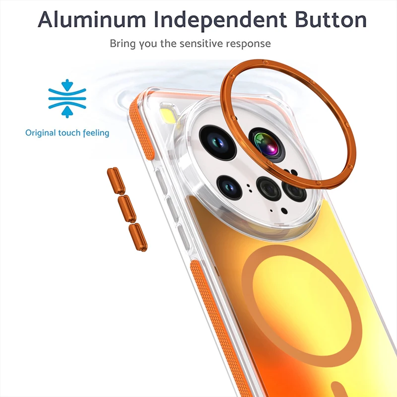 Colorful Magnetic Wireless Charging Bumper Case with Aluminum Button