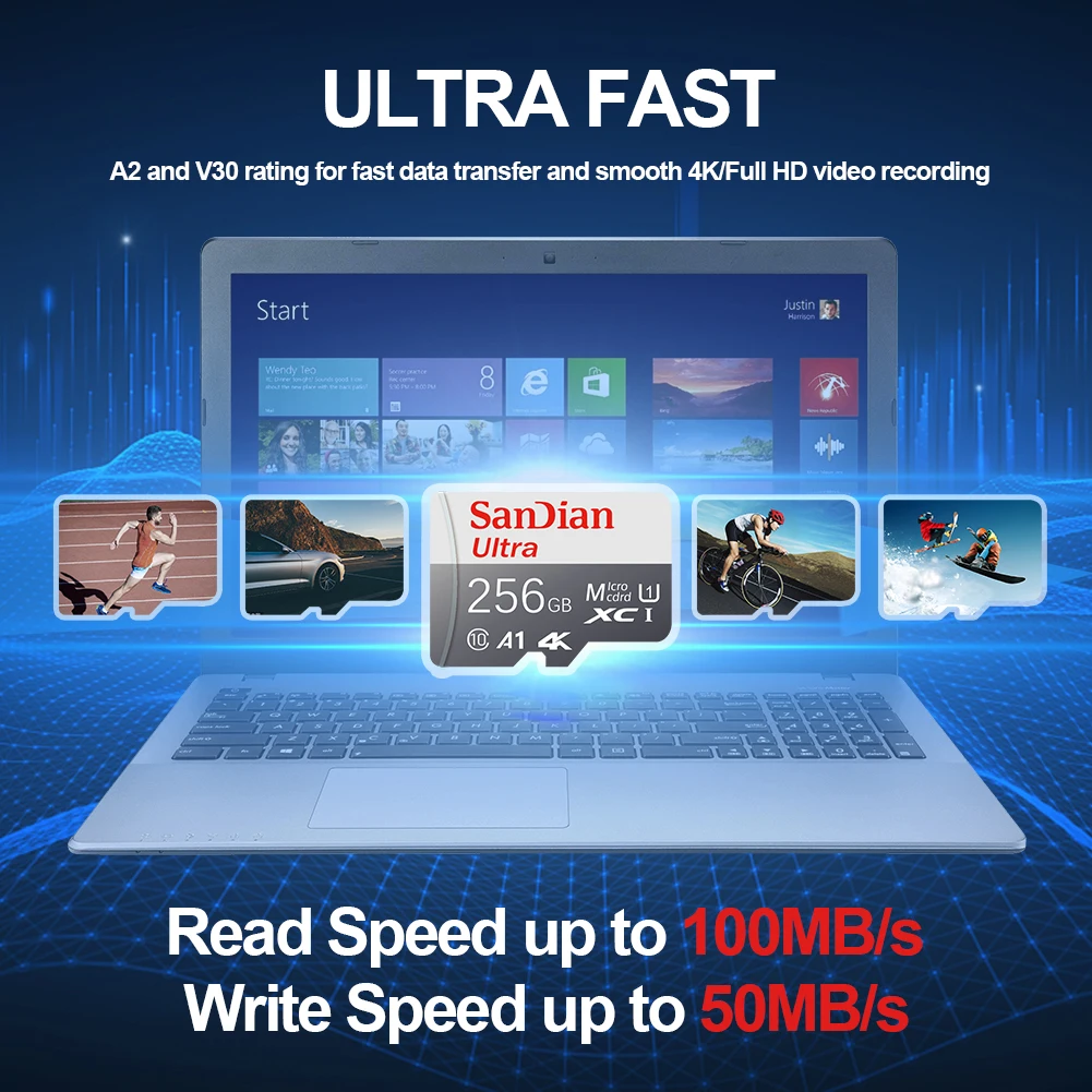 High-Speed MicroSD Card for Android Devices - UHS-I U3 V30 A2 Storage Expansion