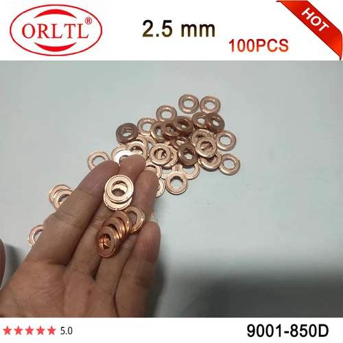 구리 워셔 100 개 9001-850c 3mm 9001-850a 2mm 9001-850b 1.5mm 9001-850d 2.5 델파이 인젝터 노즐용 4