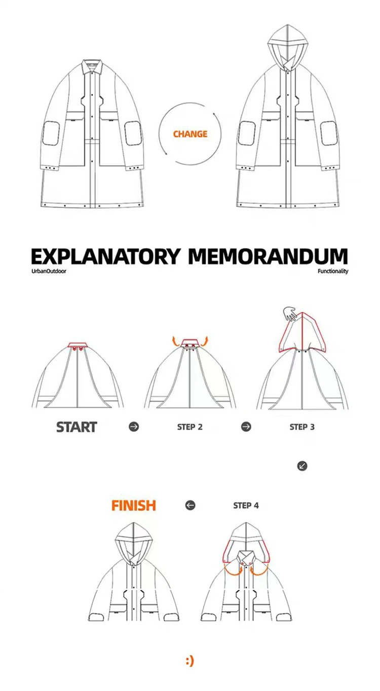 TMCAZ Functional Mountain Parka Multi pocket deformable silhouette long windbreaker jacket nylon material techwear gorpcore