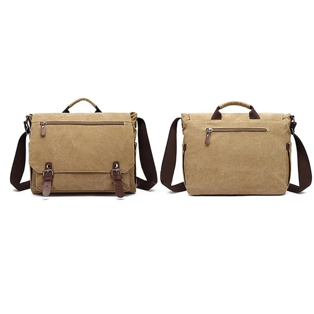 Professional Laptop Bag Men Work Bag Waterproof Canvas Business Briefcase with Shoulder Strap Buckle for Business for 15.6-inch