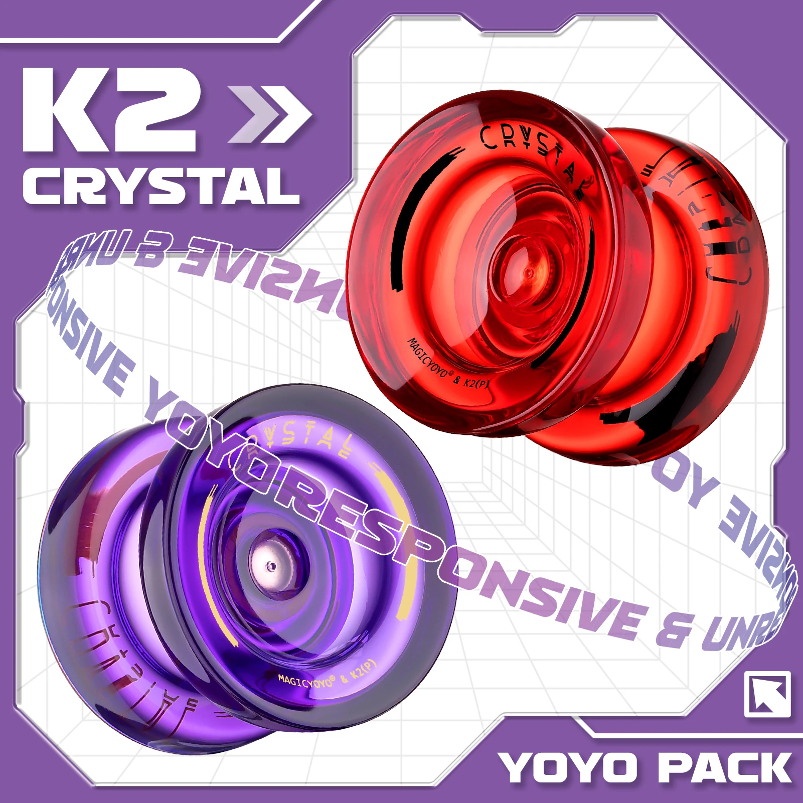 Yoyo Ball MAGICYOYO Responsive Yoyo for Kids K2 Crystal Dual Purpose Plastic Yo-Yo for Beginners Replacement Unresponsive Ball Bearing