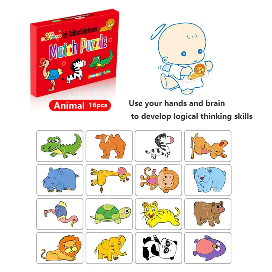 

Montessori Educational Toys for Baby 1 to 2 Year Children's Puzzle Development Toddler Double-Sided Cognitive Matching Cards