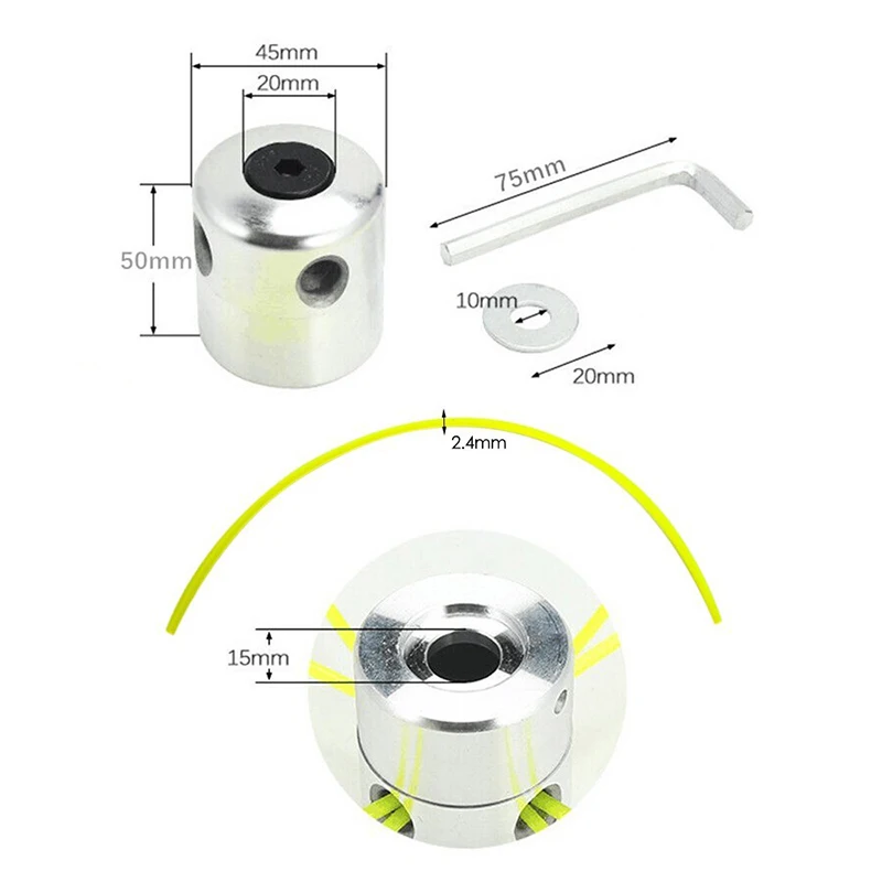 Universal Aluminum Trimmer Head with Four Trimmer Lines for Brush Cutter Grass Trimmer - Image 5